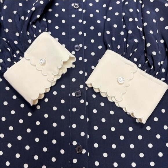 Tory Burch Cora Dress Classic Dot Size 14 Silk Scalloped Kate Middleton Style - Picture 9 of 12